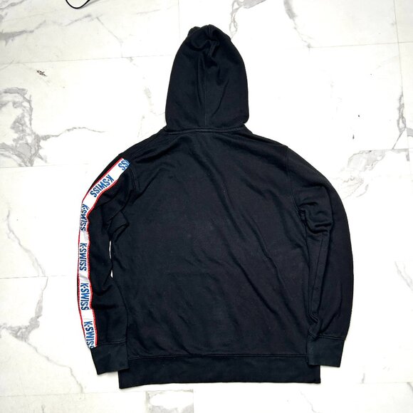 K-Swiss Black Logo Tape Hoodie | Men’s M | Retro Athletic Streetwear 🏁 - Picture 6 of 6